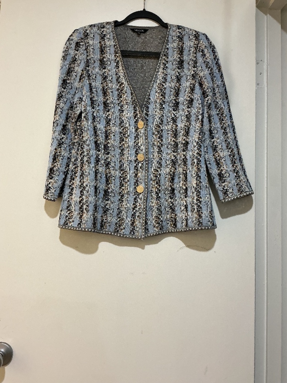 Misook Knit Blazer Blue multi Size S